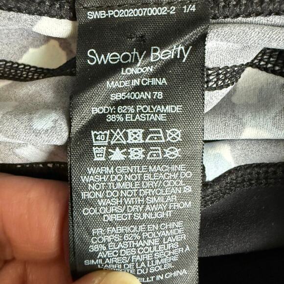 Sweaty Betty 7/8 Power Leggings Women’s Small Black Blue Floral Print Yoga Pants - Picture 6 of 7